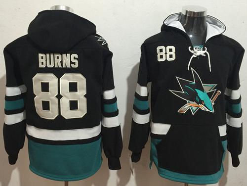 Sharks #88 Brent Burns Black Name & Number Pullover NHL Hoodie